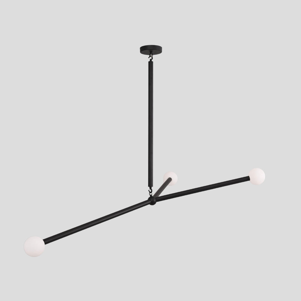 Matt Black Orb Chandelier - Three Arm Pendant Light