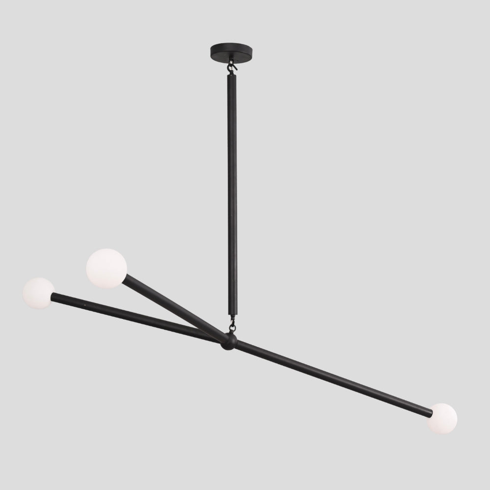 Matt Black Orb Chandelier - Three Arm Pendant Light