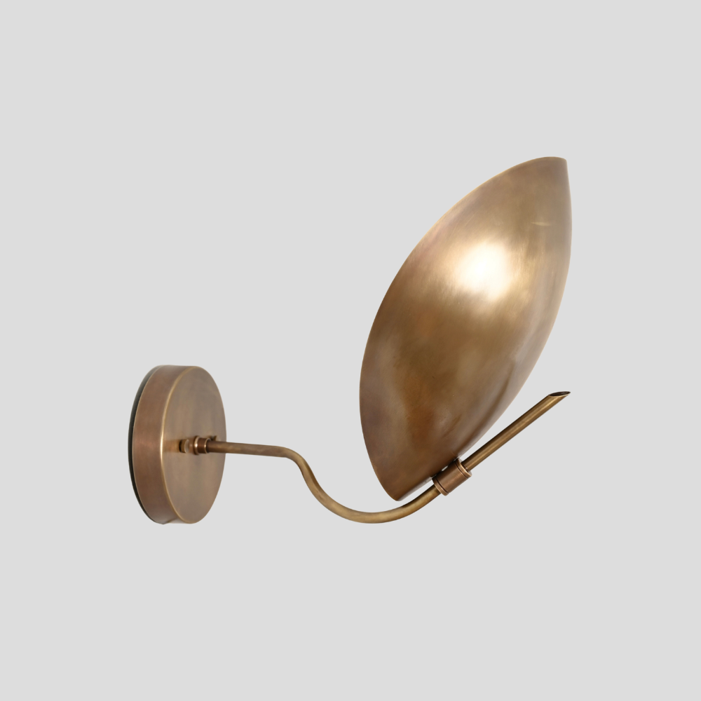 Modern Brass Curved Dome Sconce - Mid Century Shield Shade Wall Lamp