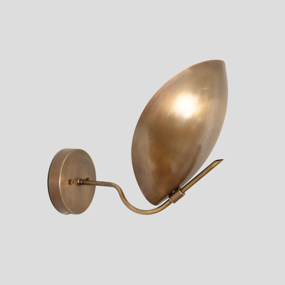 Modern Brass Curved Dome Sconce - Mid Century Shield Shade Wall Lamp