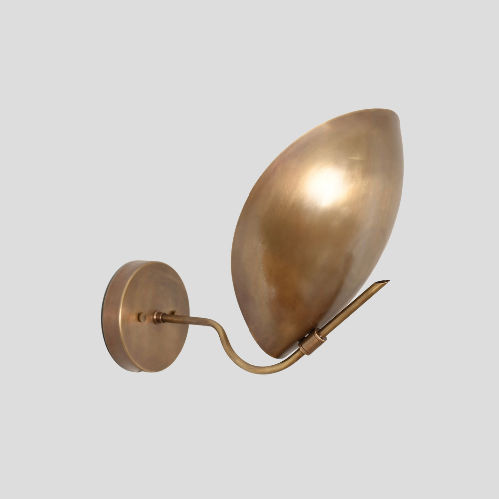 Modern Brass Curved Dome Sconce - Mid Century Shield Shade Wall Lamp