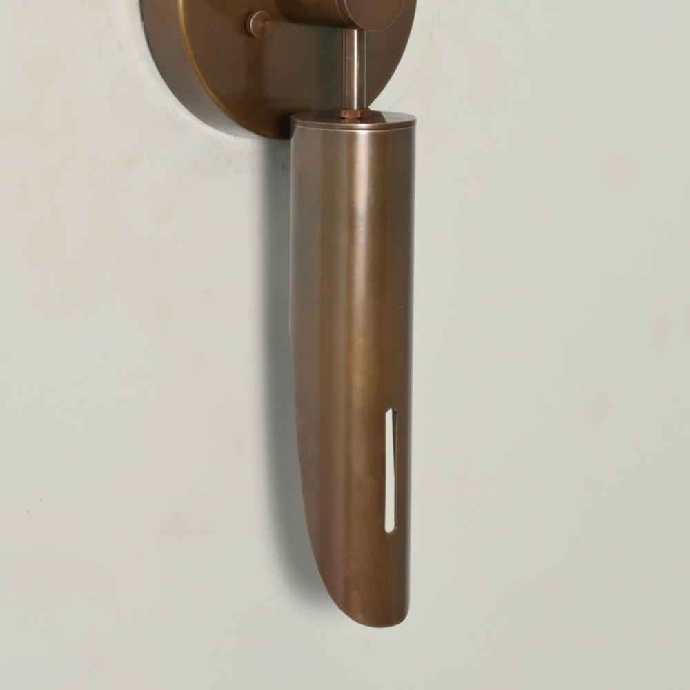 Two Light Brass Tube Wall Sconce - Double Vertical Cylinder Wall Lamp