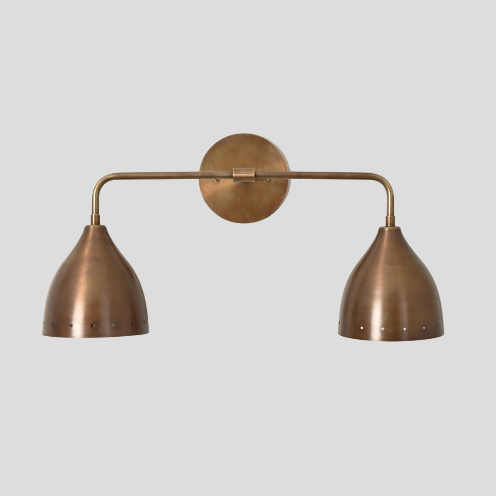 Brass Vanity Light - 2 Light Perforated Wall Sconce