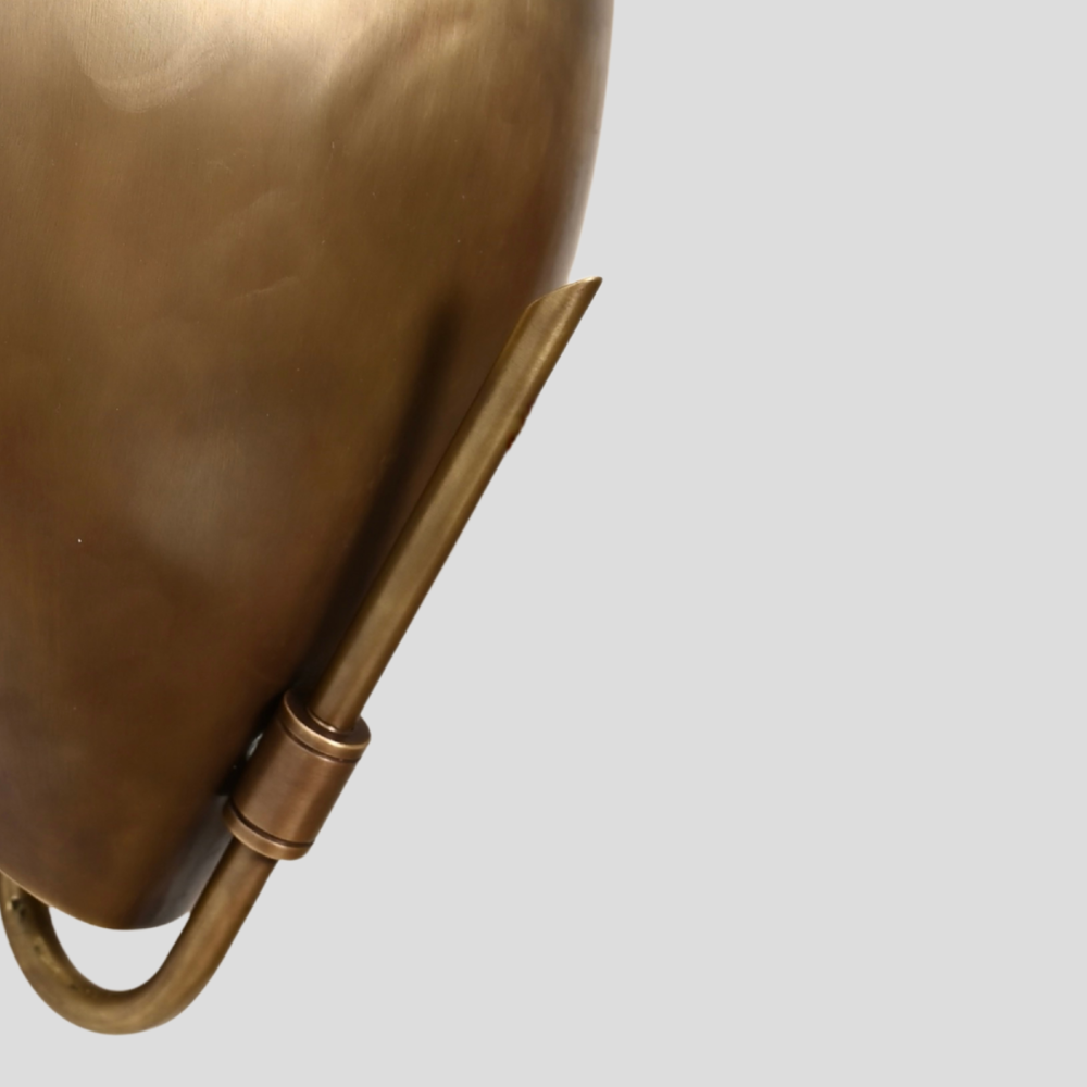 Modern Oval Curved Sconce - Mid Century Brass Leaf Shade Wall Lamp