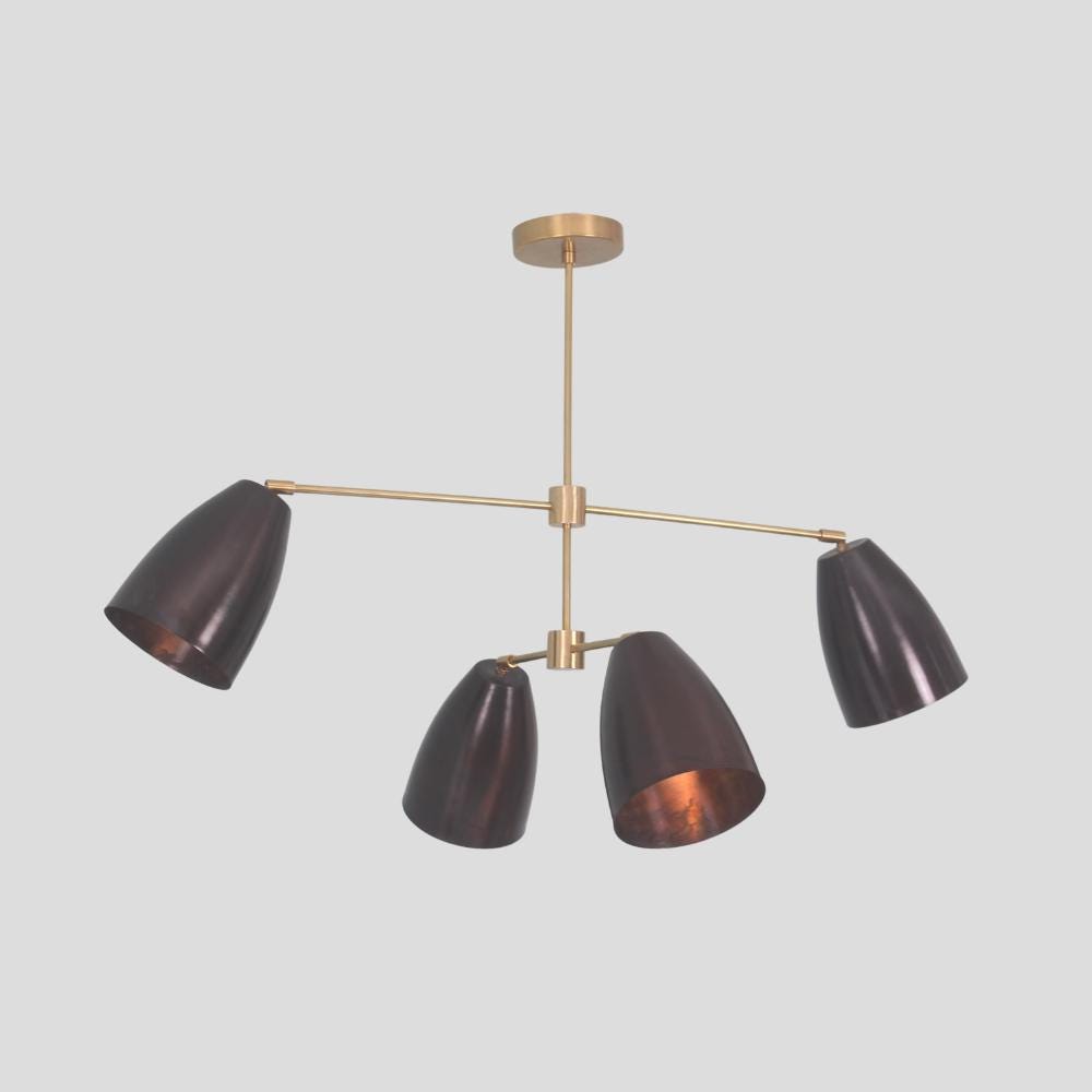 A mid century modern 4 matt black shade with a pure raw finish, a handmade piece designed by LightCove 