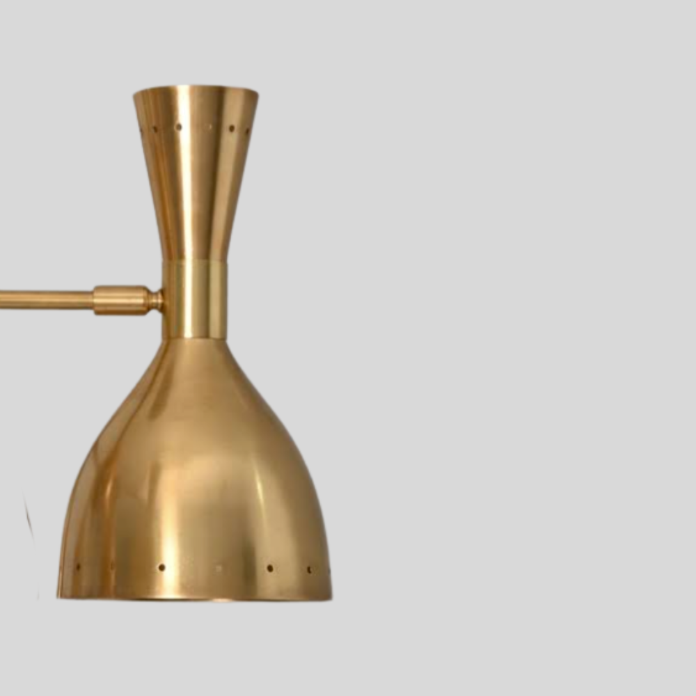 5 Brass Dual Cone Chandelier - Perforated Diabolo Ceiling Light
