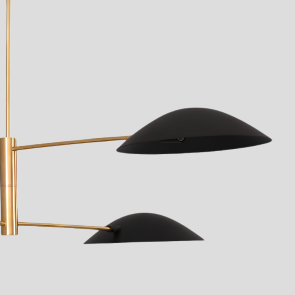 4 Light Linear Brass Chandelier - Modern Black Dome Ceiling Light
