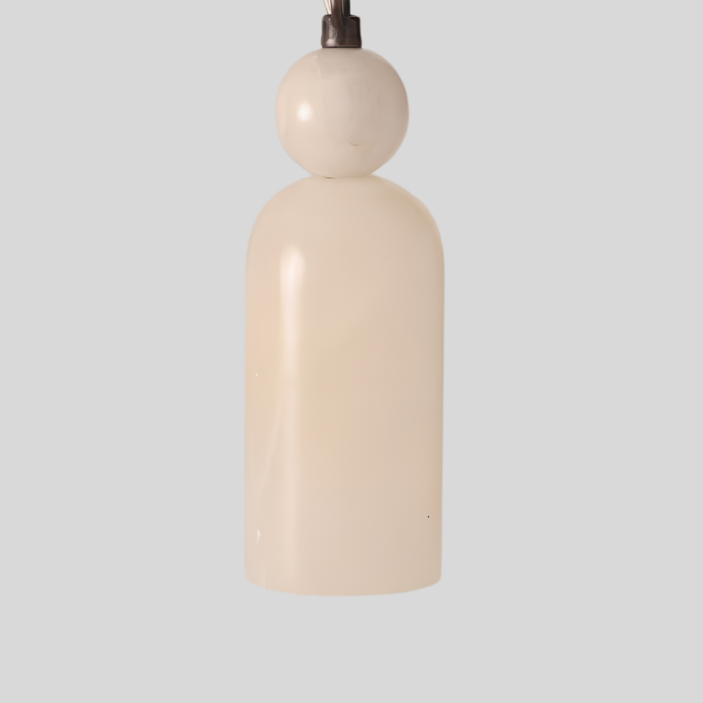 Modern Hanging Alabaster Sconce - Brass Cylinder Marble Ball Wall Lamp