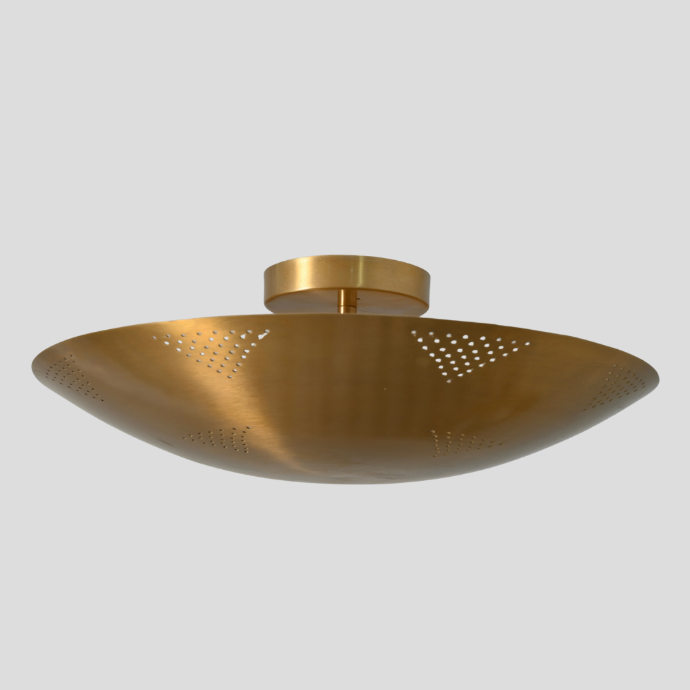 Gold ceiling light fixture on a gray background