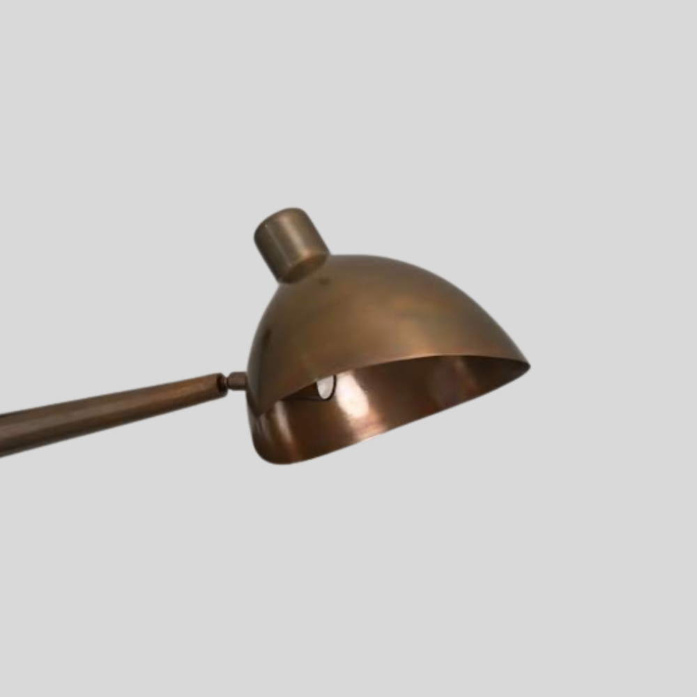 4 Light Brass Linear Chandelier - Mid Century Dome Shade Ceiling Light