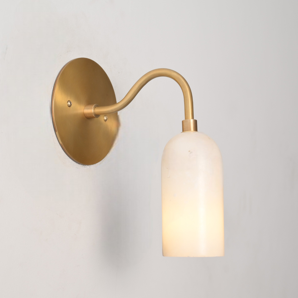 Minimalist alabaster wall lamp for hallway or bedroom lighting