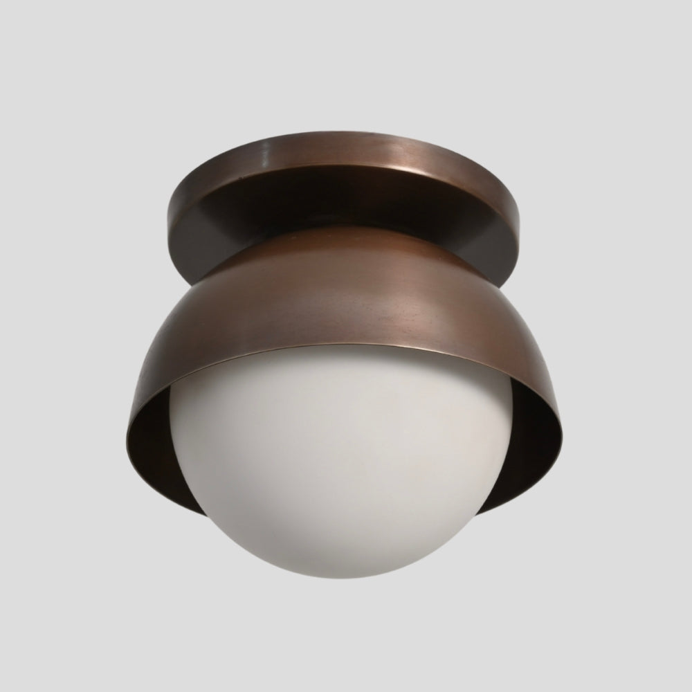 modern semi flush mount brass dome light for hallway or bedroom