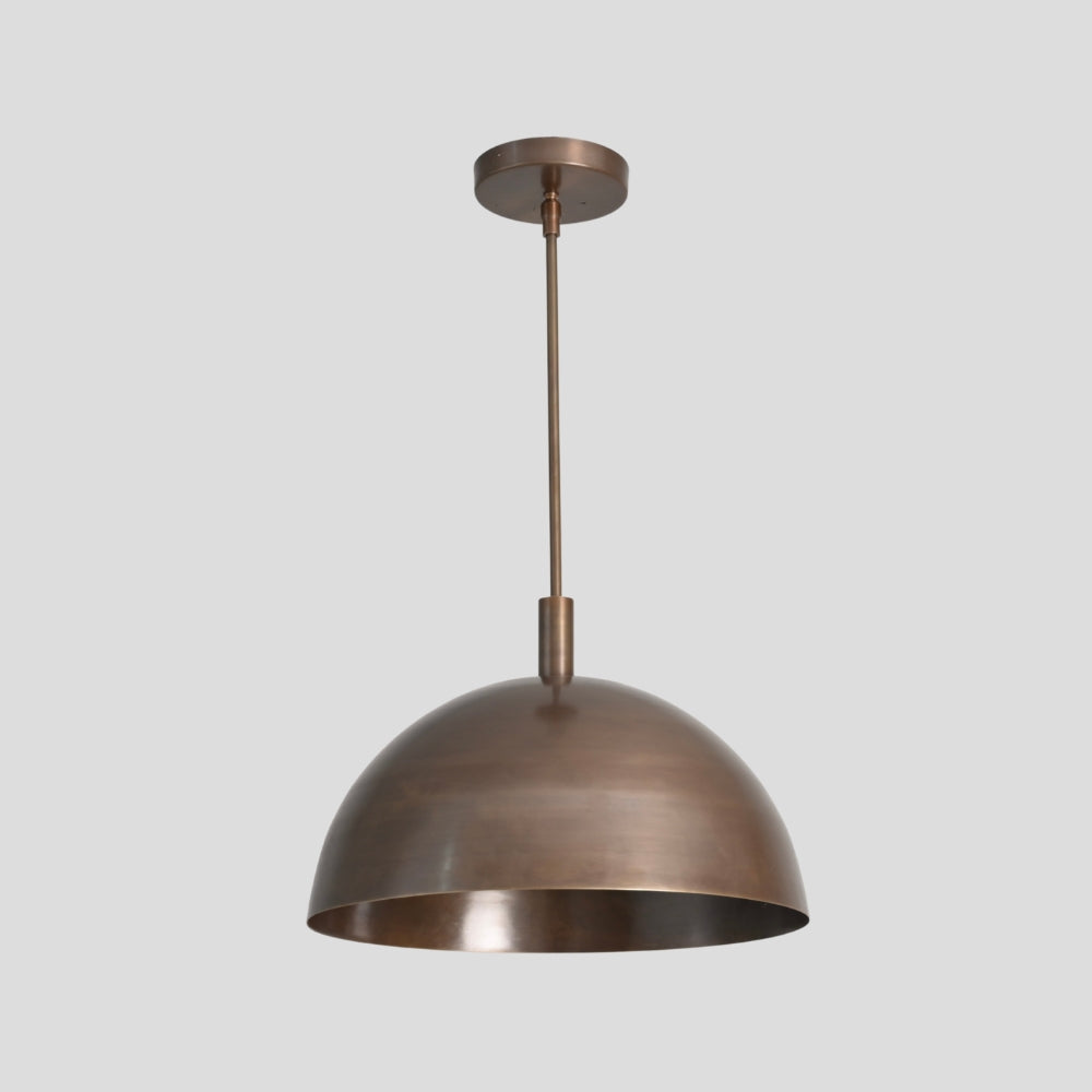 mid century modern brass ceiling pendant dome shape