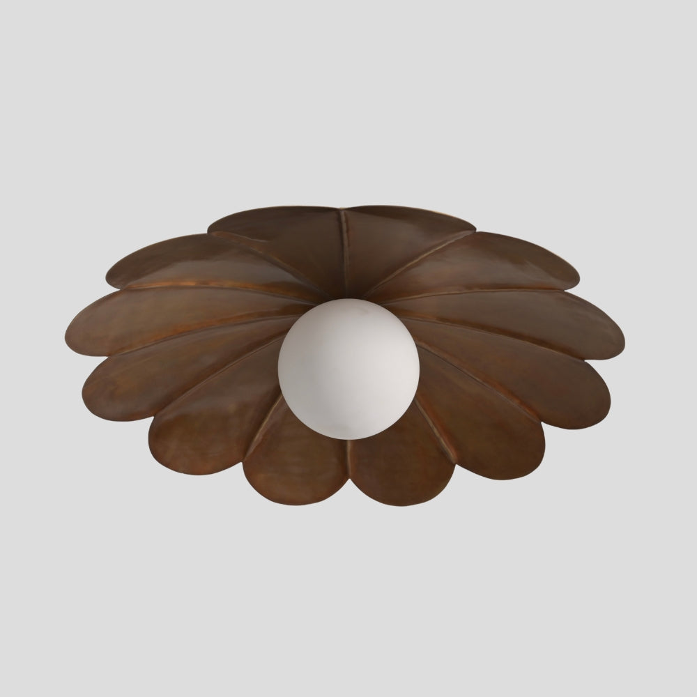 minimalist brass petal flush mount ceiling lamp glass globe