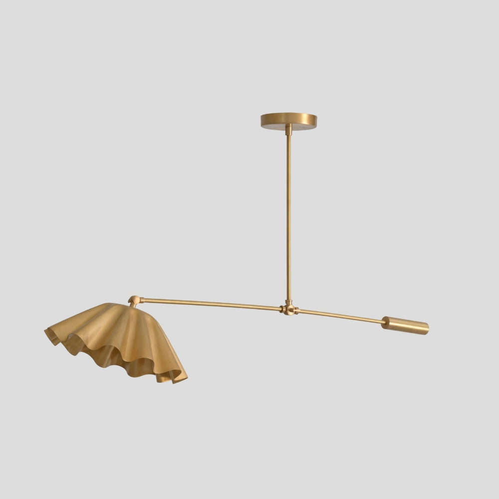 modern mid century brass pendant light adjustable arm detail