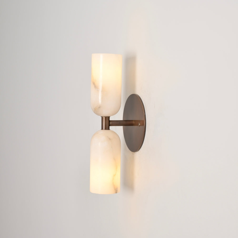 Antique brass wall mounted light with alabaster shade