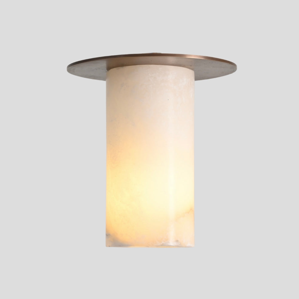 Handmade alabaster ceiling light with downward illumination