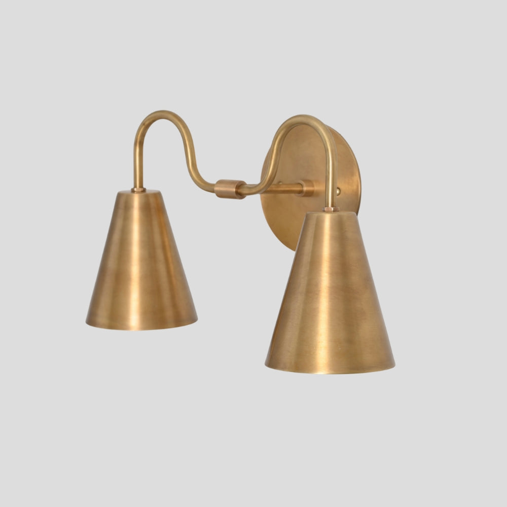 Wall Sconce Cone Vanity Light in Raw Brass