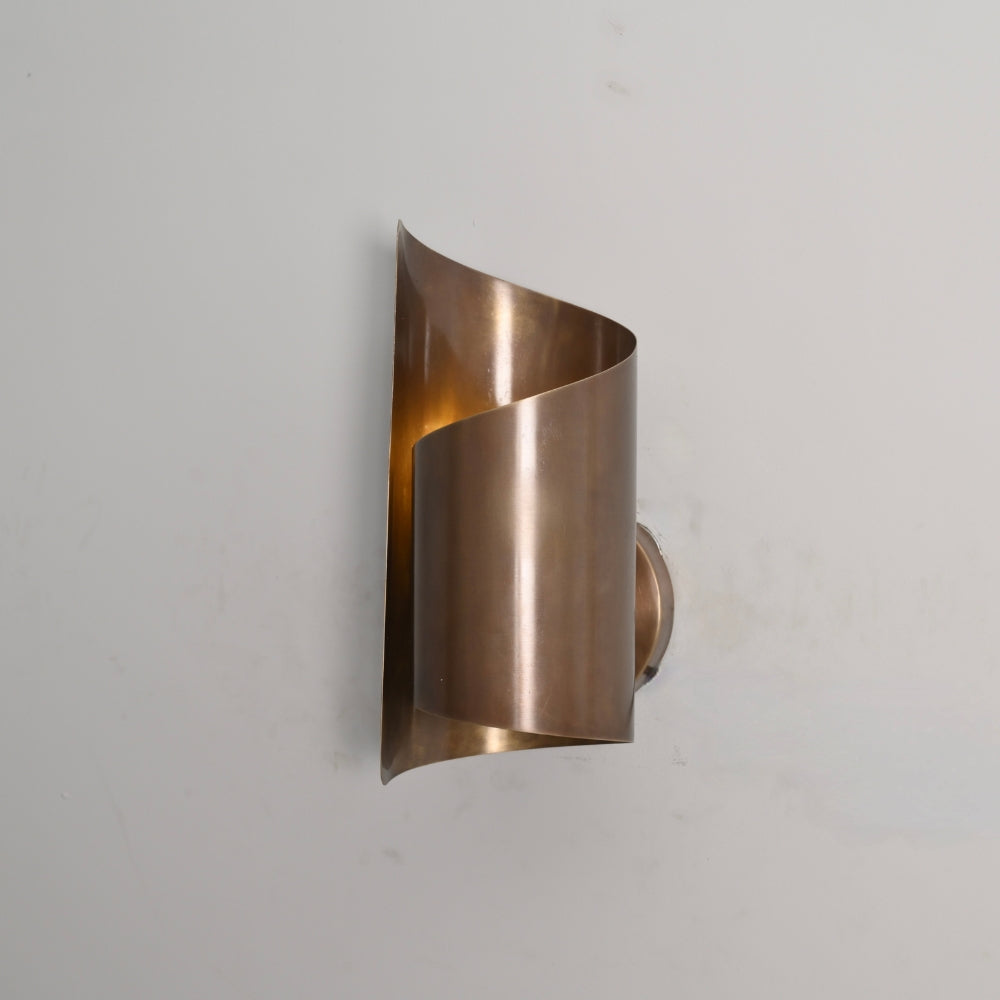 Curved Arc Wall Sconce in Antique Brass