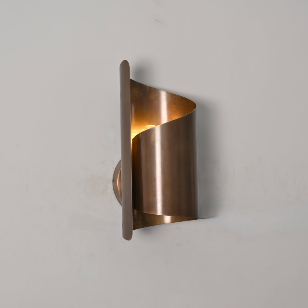 Curved Arc Wall Sconce in Antique Brass