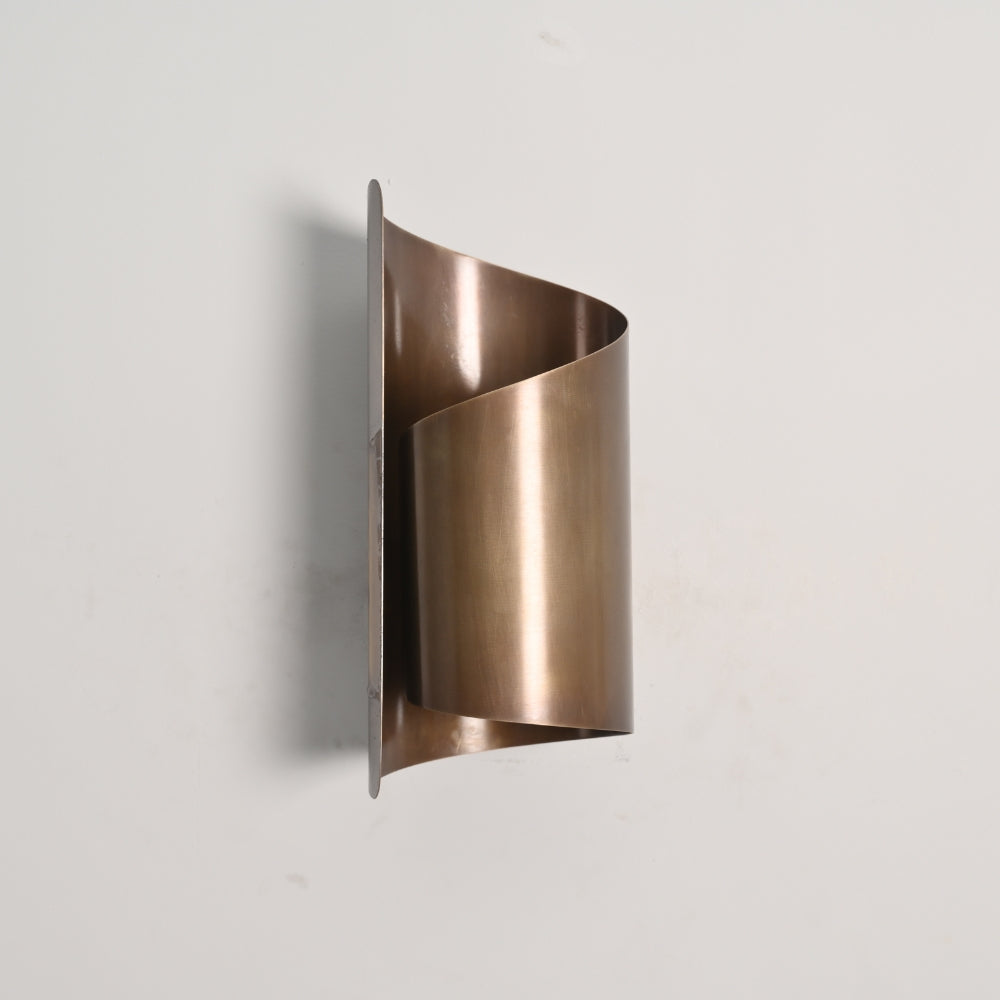 Curved Arc Wall Sconce in Antique Brass