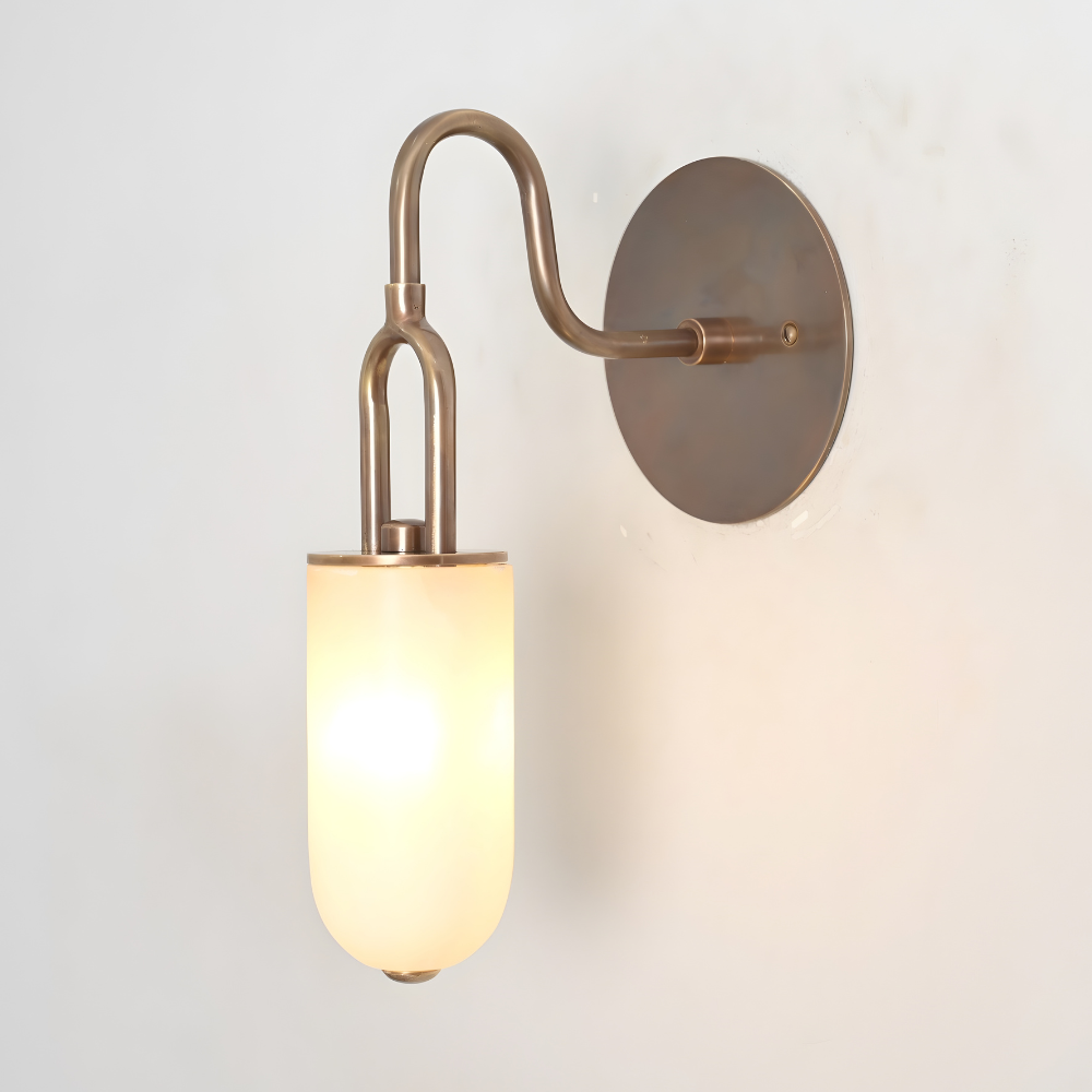 Luxury mid century wall sconce in brass and stone