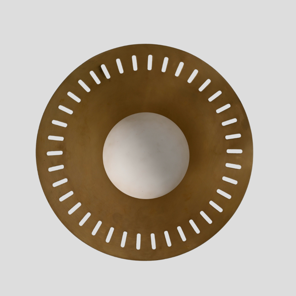 Modern Flush Mount Globe - Perforated Brass Shade