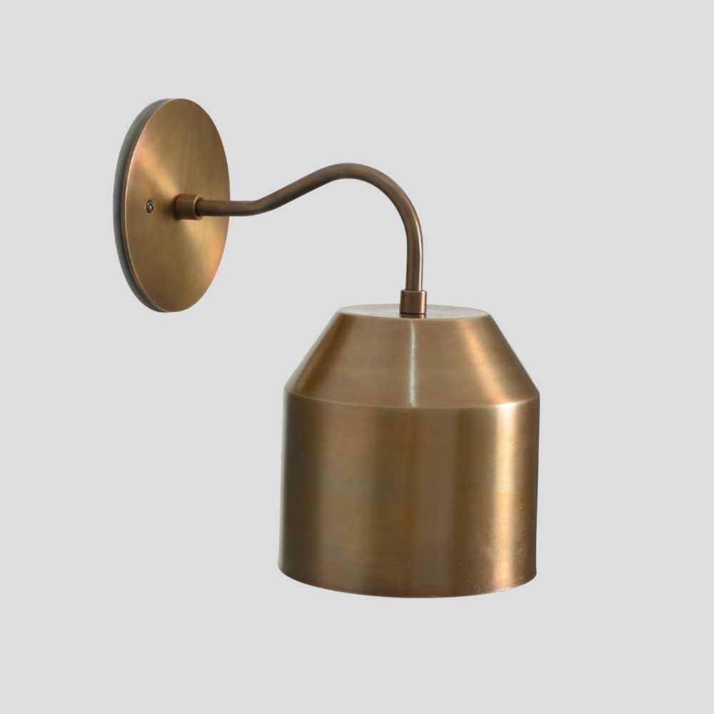 Modern brass curved shade wall lamp by LightCove 