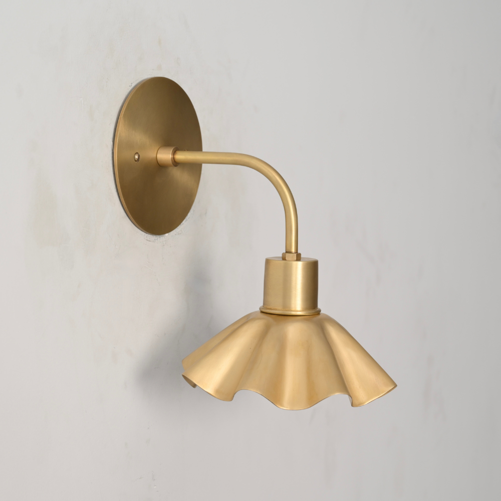 Minimalist raw brass sconce inspired by Italian design handmade by LightCove 