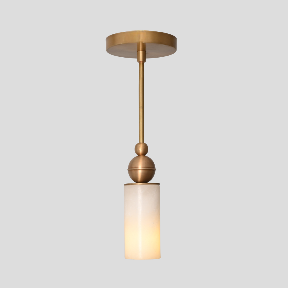 Modern mid century marble cylinder pendant light