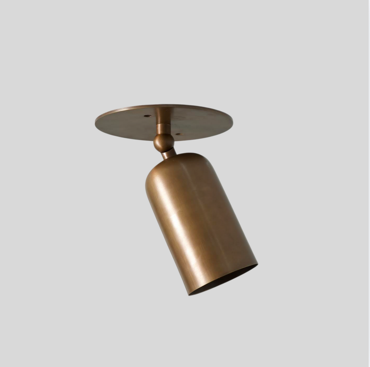 Brass Rounded Cylinder Spot Light - Minimalist Adjustable Flush Mount
