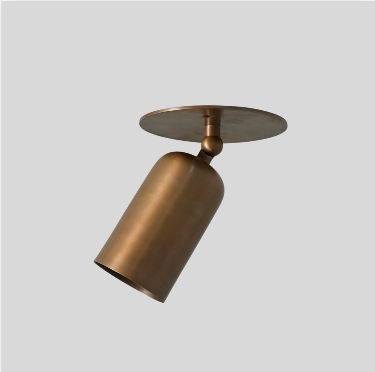 Brass Rounded Cylinder Spot Light - Minimalist Adjustable Flush Mount