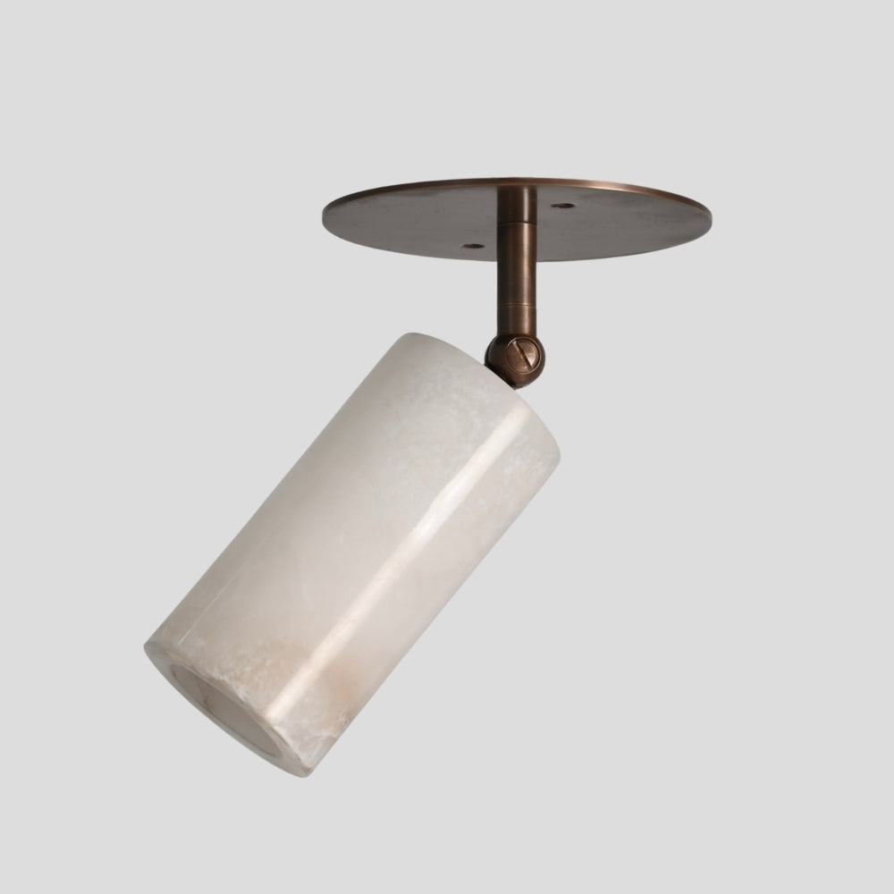 Mid century straight alabaster flush mount ceiling light