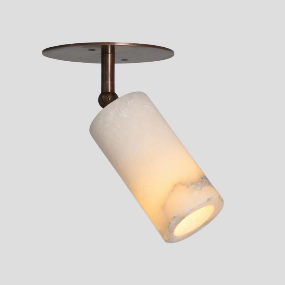 Directional brass ceiling spot light with alabaster diffuser