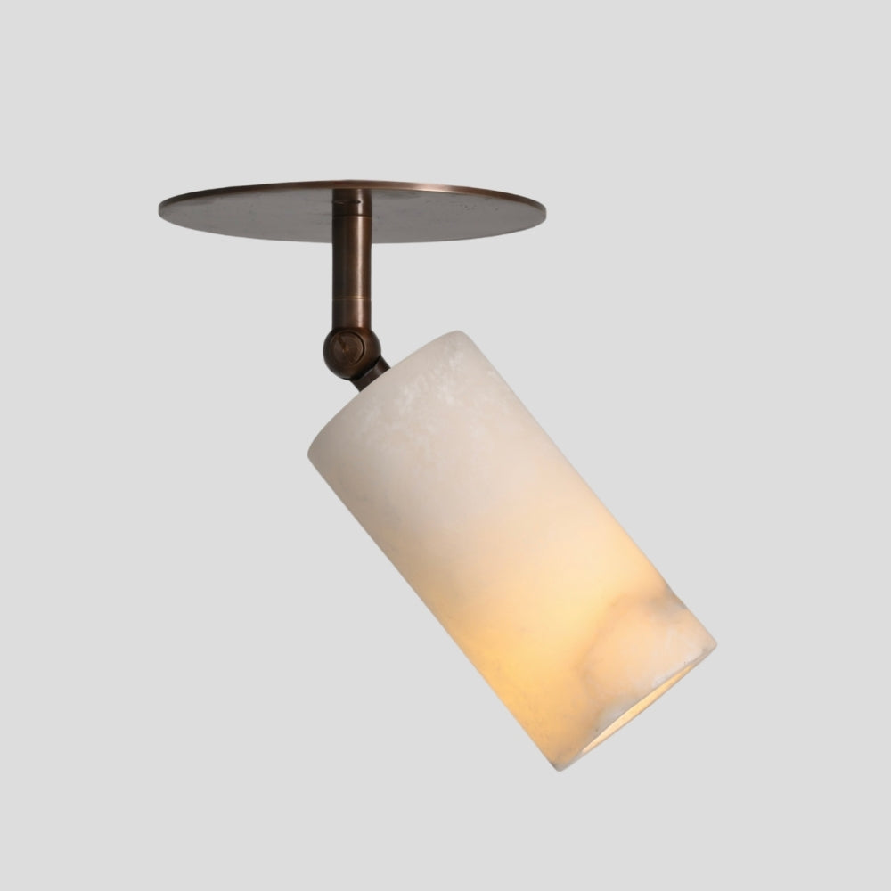 Flush mount alabaster ceiling light with warm ambient glow