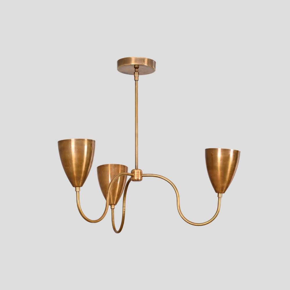 3-Light Brass & Black Sputnik Chandelier