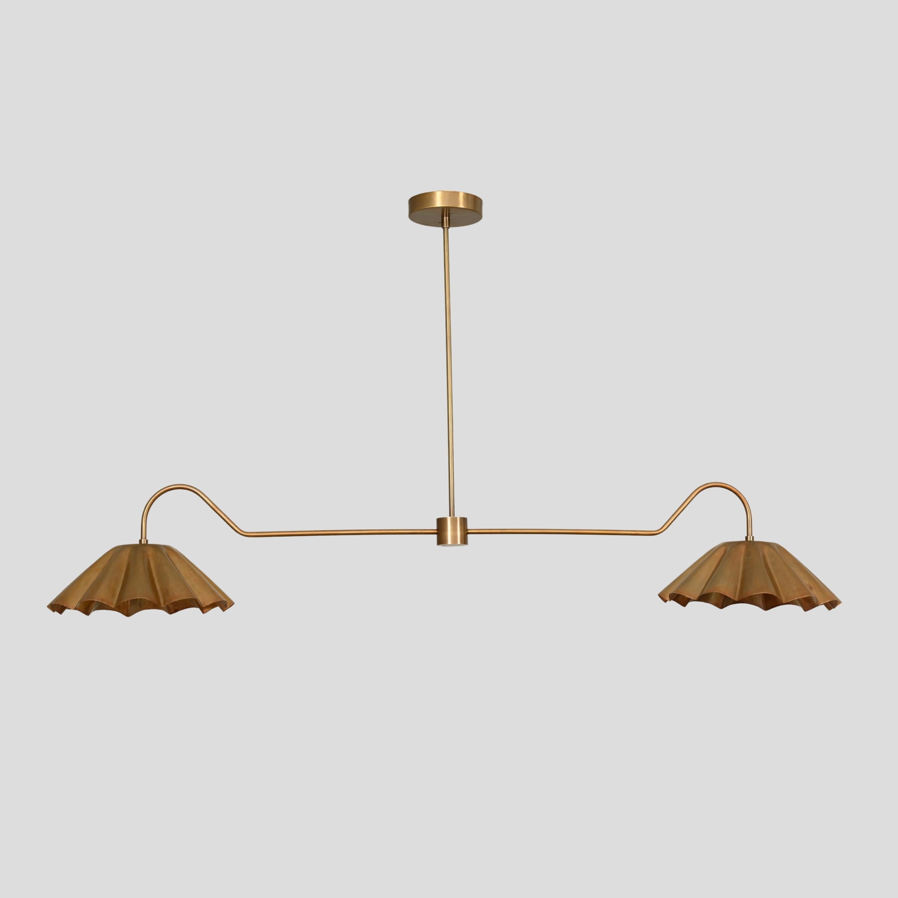 Two Light Chandelier - Semi Flush Pendant Lamp in Raw Brass