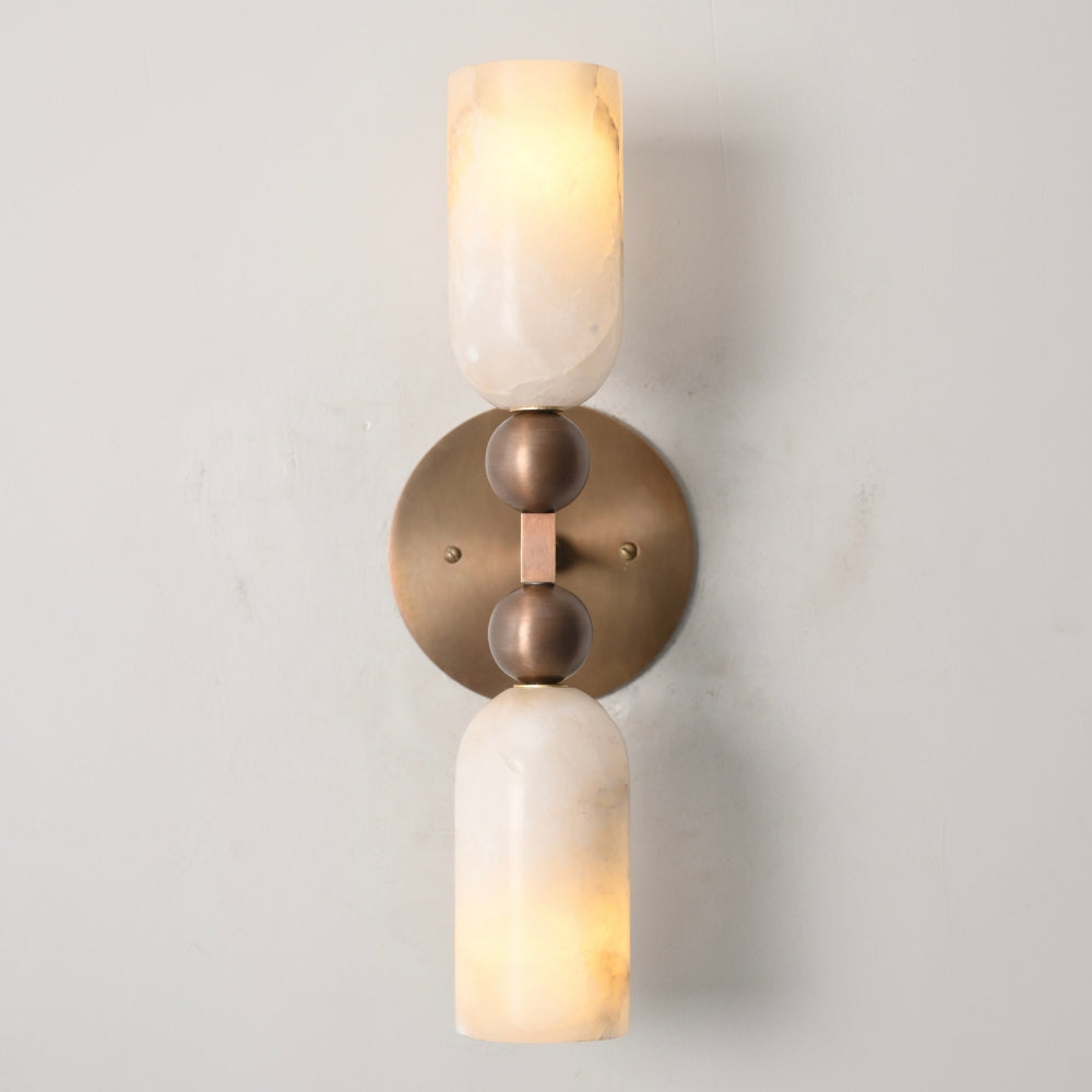 Double Alabaster Wall Sconce - Ball Arm Wall Lamp