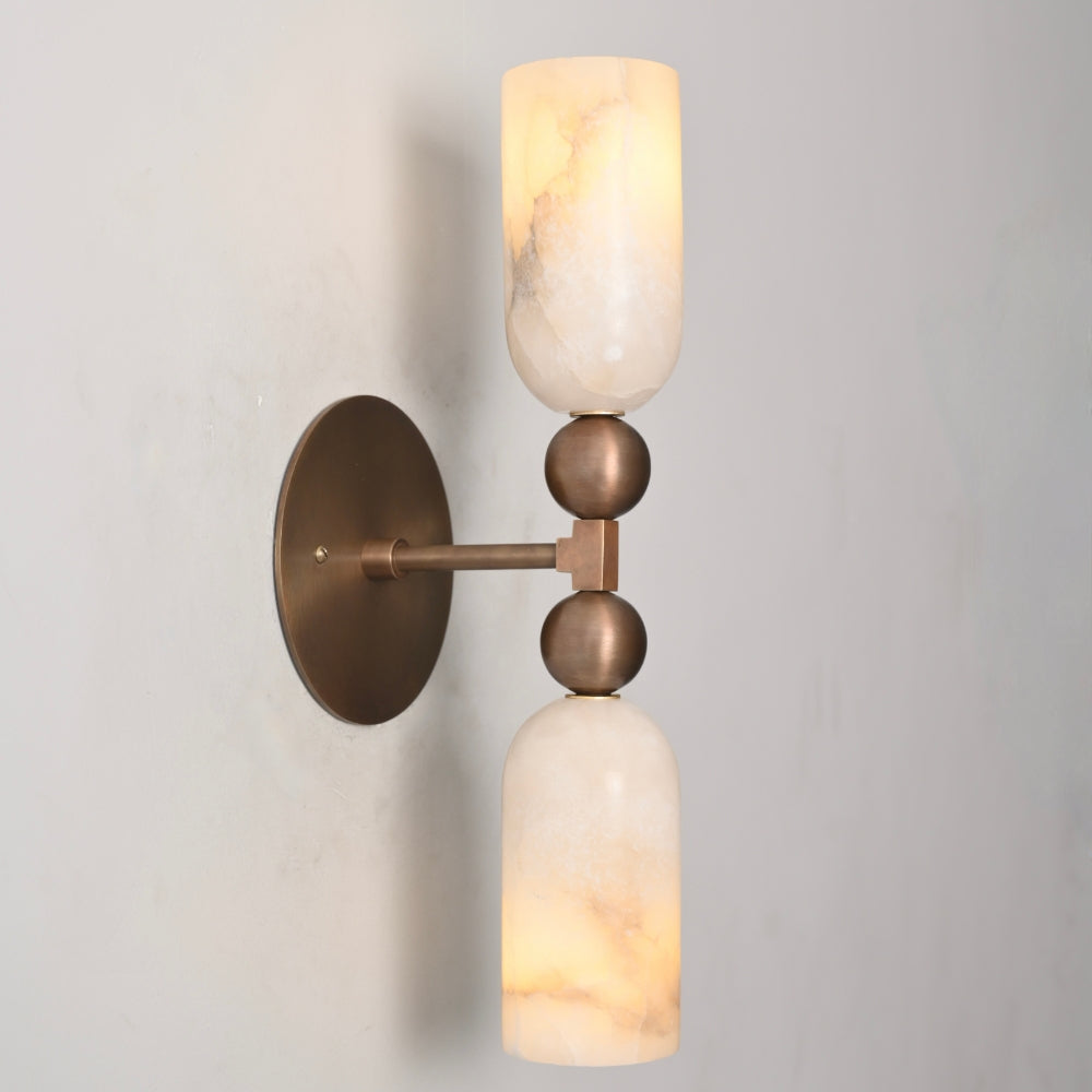 Double Alabaster Wall Sconce - Ball Arm Wall Lamp