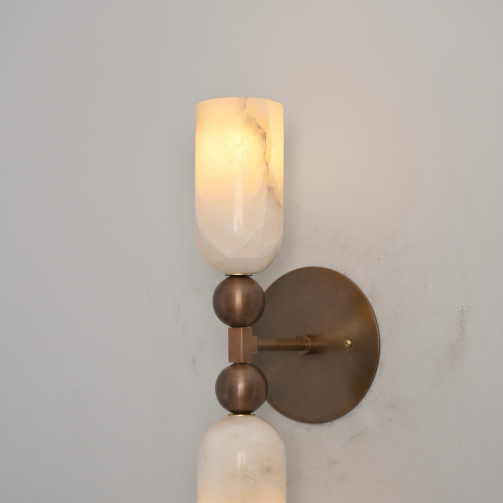 Double Alabaster Wall Sconce - Ball Arm Wall Lamp