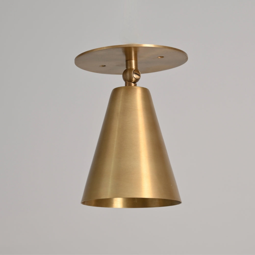 modern brass small cone shade spot light flush mount