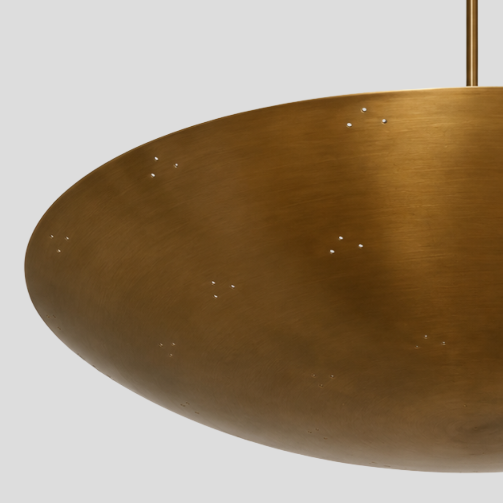 6 Light Perforated Brass Chandelier - Modern Large Dome Pendant