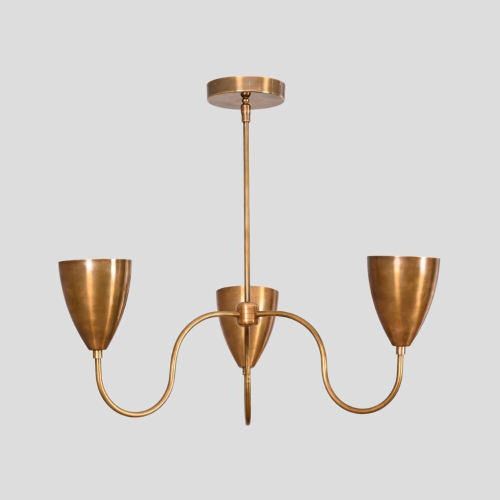 3-Light Brass & Black Sputnik Chandelier