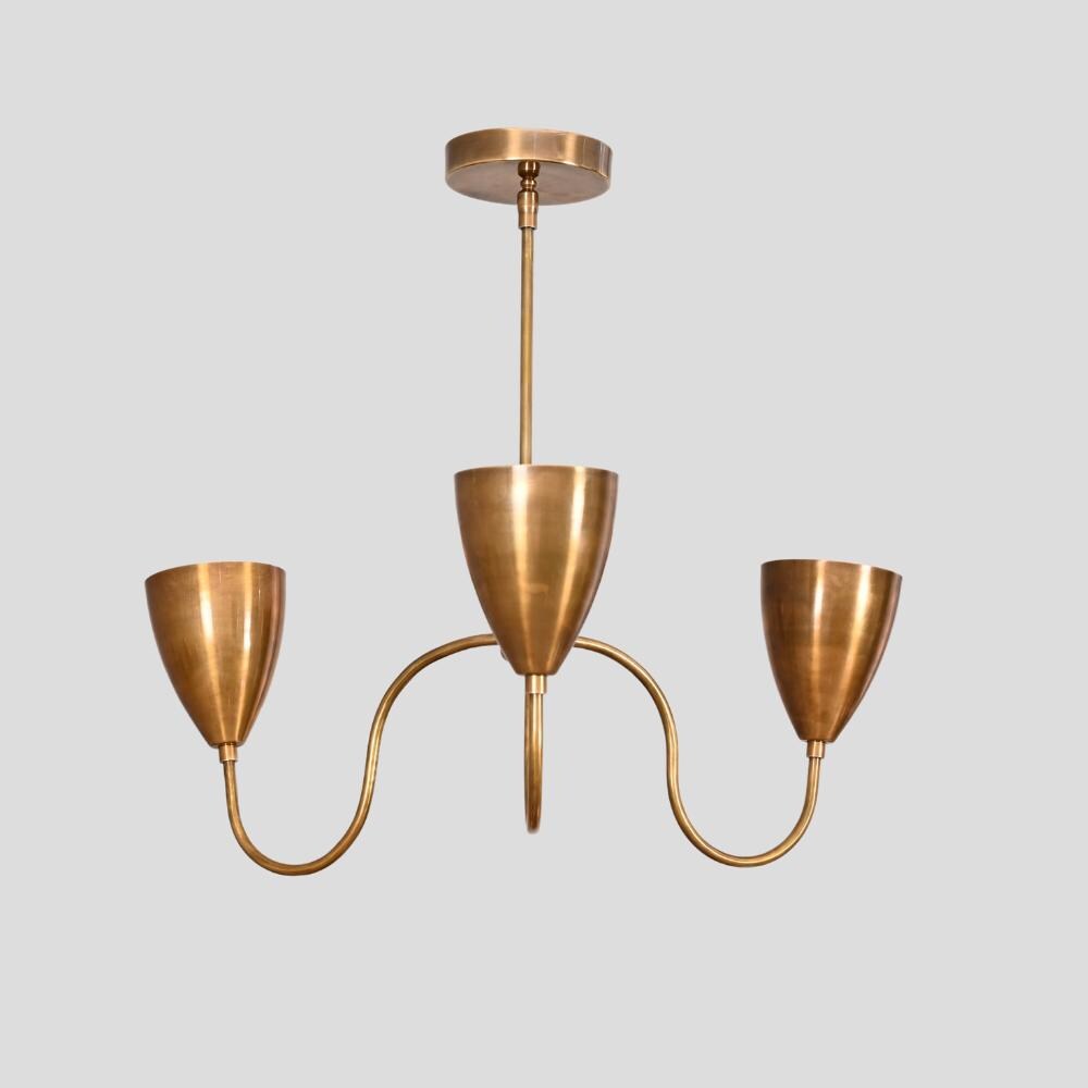 3-Light Brass & Black Sputnik Chandelier