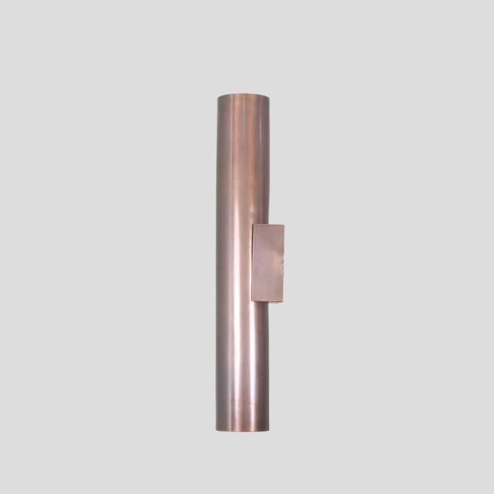 Brass Light Wall Sconce Tube Cylinder Cut Shade Modern Mid Century Italian Style Wall Lamp