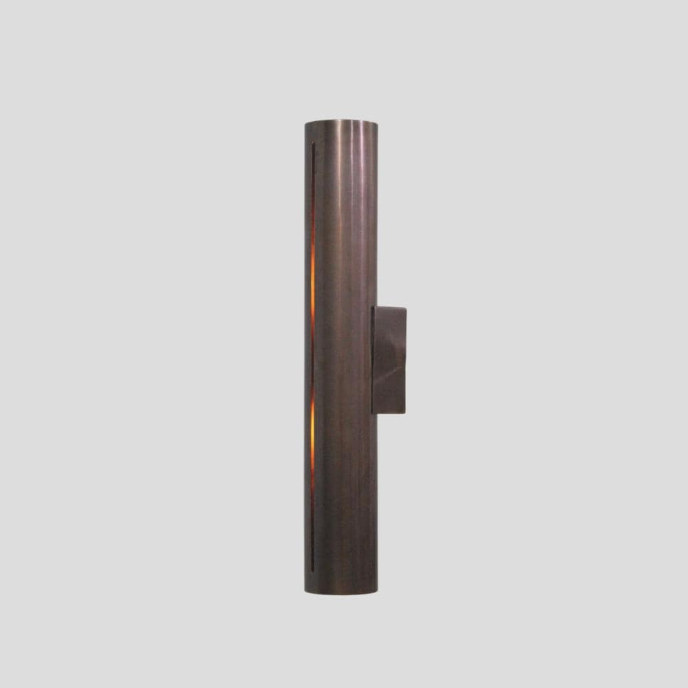 Brass Light Wall Sconce Tube Cylinder Cut Shade Modern Mid Century Italian Style Wall Lamp